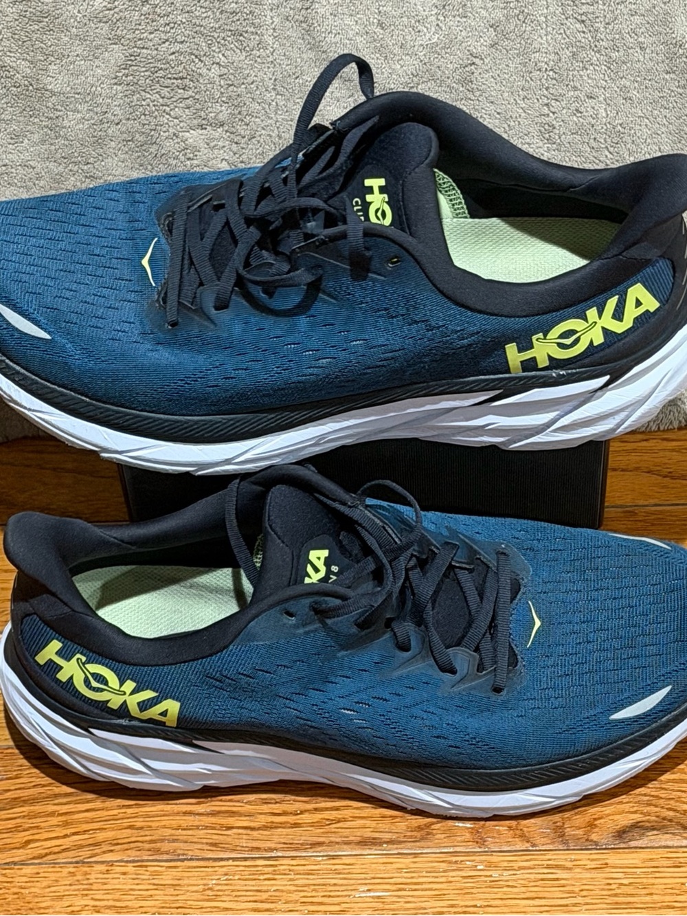 Hoka One One Clifton 8 Shoes Mens Size 13 D Blue Running Sneakers 1119393 BCBT